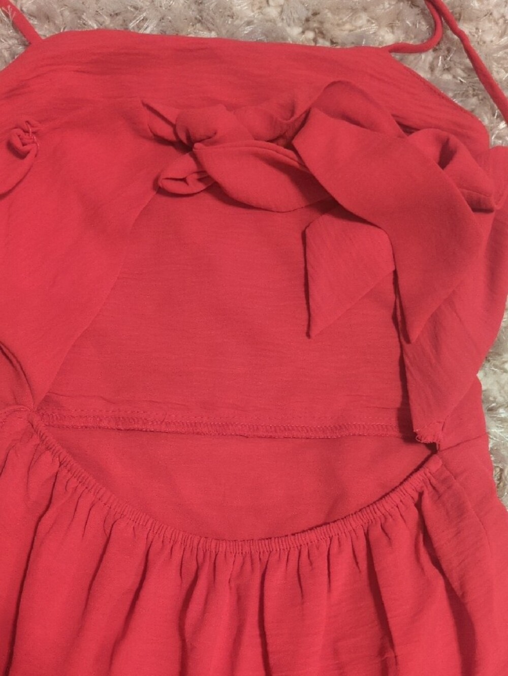 Source Unknown Red Ruffle Hem Spaghetti Strap Dress - Picture 4 of 5